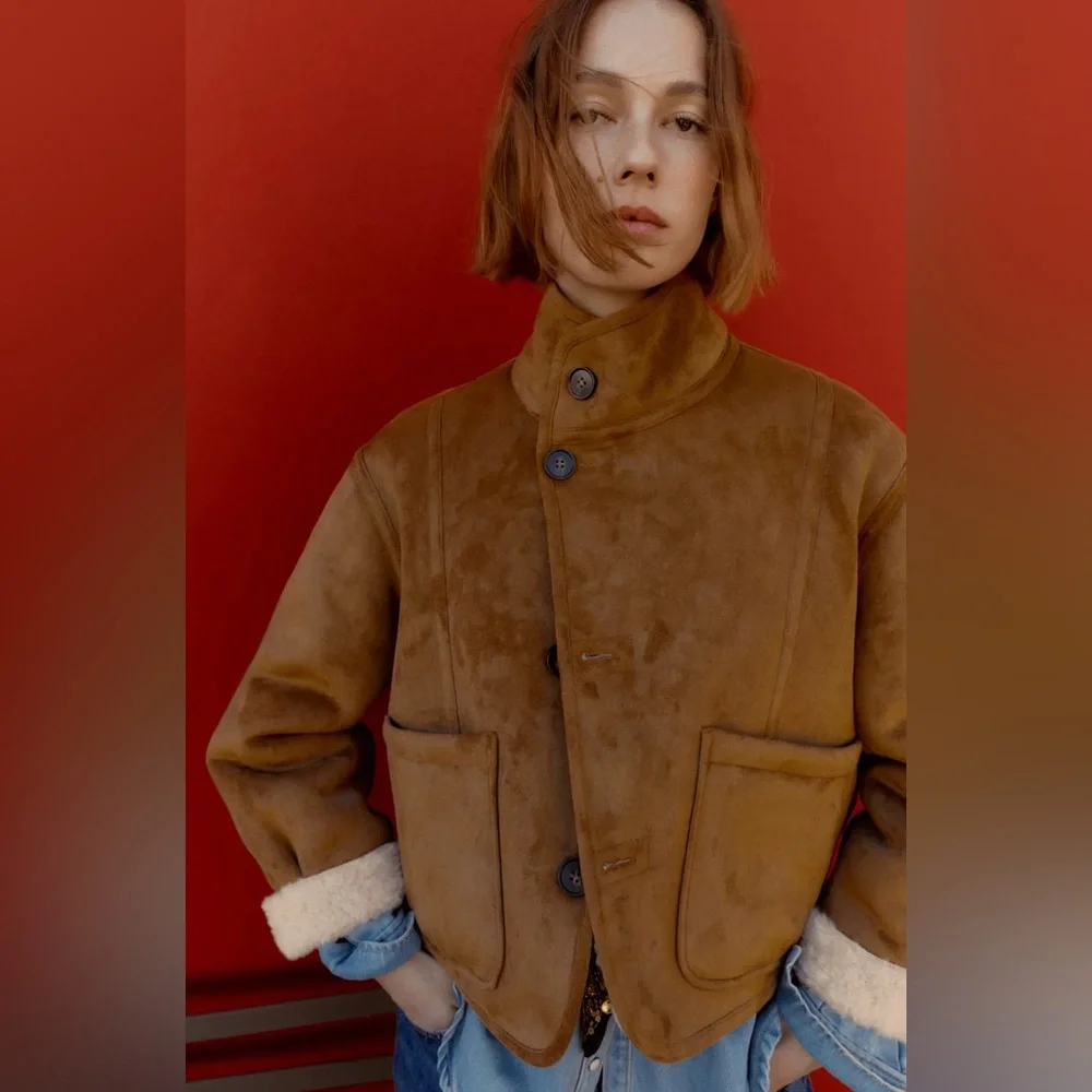 Zara Reversible Double-Faced Sherpa Jacket — Size XS - Picture 3 of 5